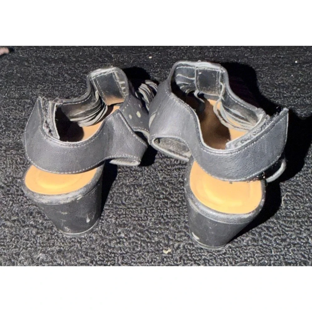 Soda - Black Leatherette Peep Toe Slit Slingback Sandals Size 13